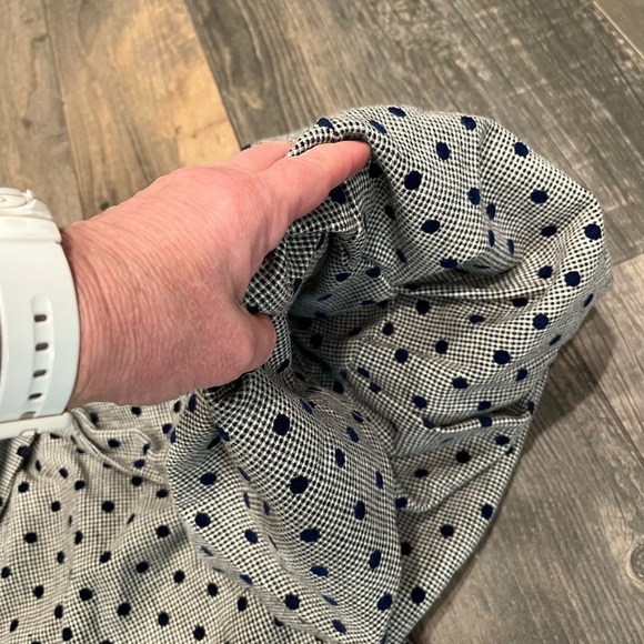 Eggie Delilah Gray Polka Dot Off Shoulder Puff Sleeve Mini Dress Wool Blend S - Picture 4 of 10